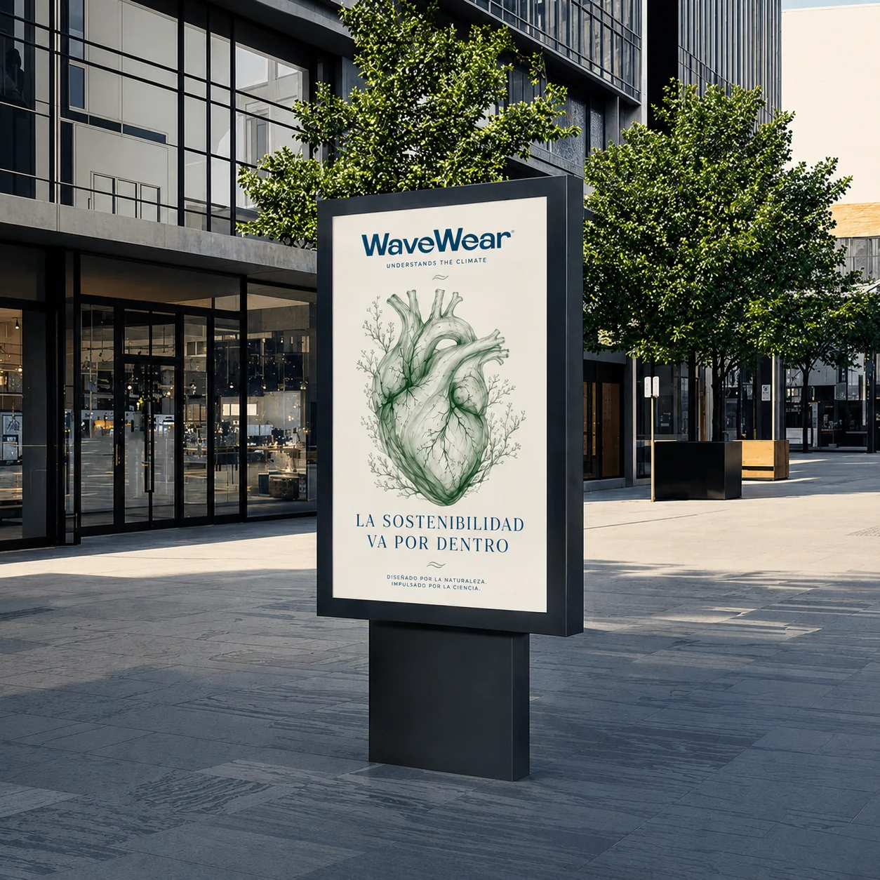 WaveWear OOH poster with heart graphic